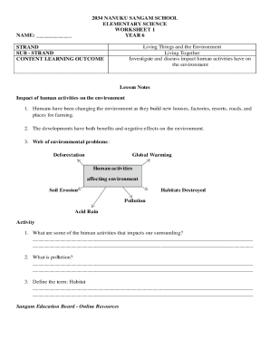 Elementary Science Worksheet