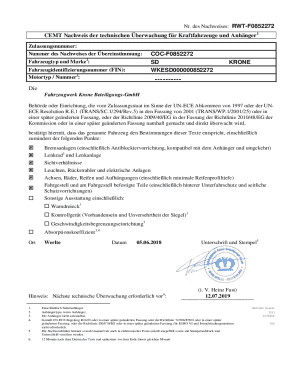 ECMT Roadworthiness Test Certificate