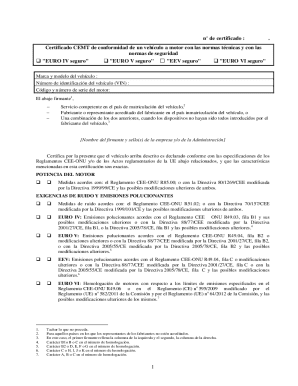 EU Motor Vehicle Compliance Certificate
