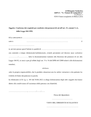 Italian School Permit Confirmation Form