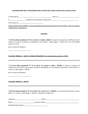 Declaration for Precedence in Seat Selection under Law 104/92