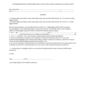 Italian Law 104/92 Precedence Declaration