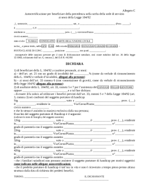 Italian Law 104/92 Self-Certification Form
