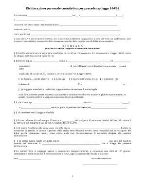 Italian Law 104/92 Priority Declaration Form