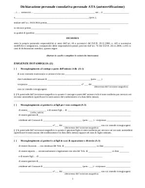 Italian ATA Family Needs Declaration Form