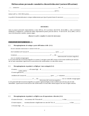Italian Teacher Family Needs Declaration Form