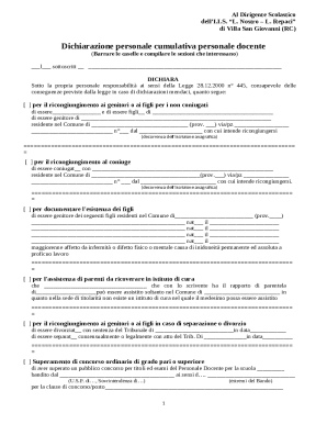 Italian Teacher Personal Declaration Form