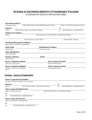 Italian Citizenship by Descent Application Form
