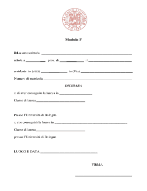 University of Bologna Degree Declaration Form