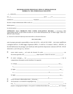 Personal Declaration for Teacher Mobility