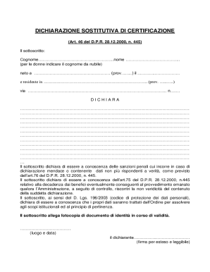Italian Self-Certification Declaration