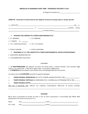 Part-Time Work Request Form for Teaching and ATA Staff