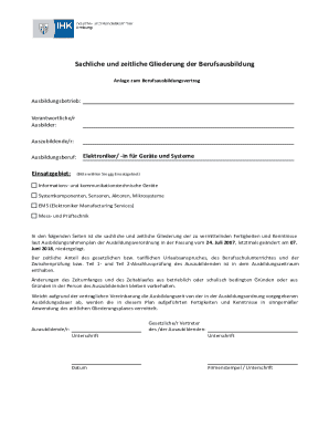 German Apprenticeship Training Plan