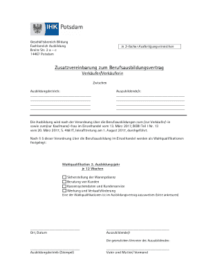 Zusatzvereinbarung zum Berufsausbildungsvertrag