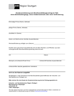 German Apprenticeship Agreement Amendment