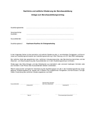 German Apprenticeship Training Plan