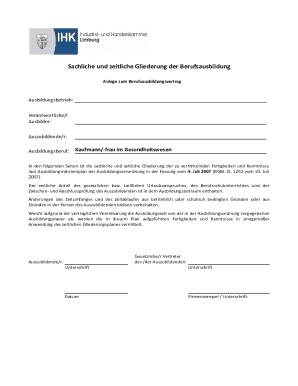 German Apprenticeship Training Plan