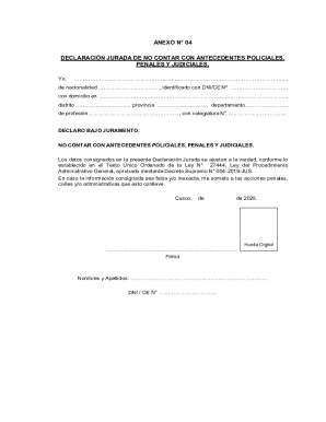 Anexo n 04 declaracin jurada de no tener ...