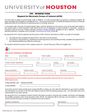 University of Houston ePOI Sponsor Form