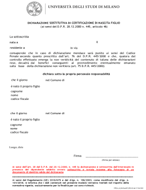 Italian Birth Certificate Declaration