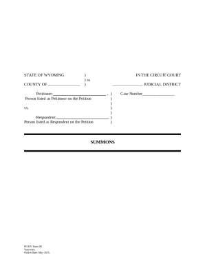 Wyoming Summons Form