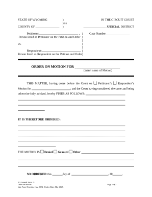 Wyoming Order on Motion Form