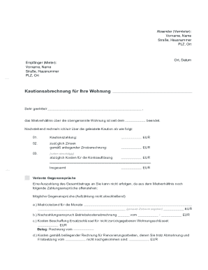 German Tenant Deposit Settlement Form