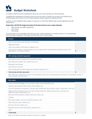 Personal Budget Worksheet