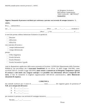 Italian Law 104/92 Leave Request Form