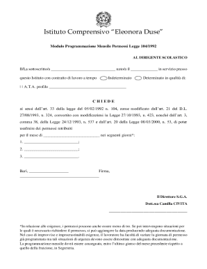 Italian Law 104/1992 Permission Request Form