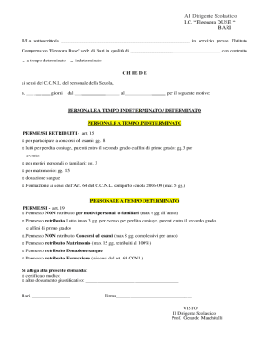 Italian School Leave Request Form