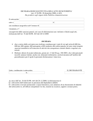 Italian Declaration of Substitution of Notoriety