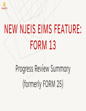 Form 13 Progress Review Summary