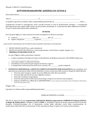 Italy School Absence Self-Declaration Form