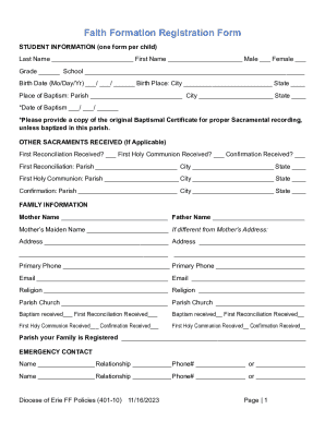 Faith Formation Registration Form