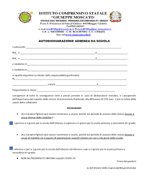 Italian School Absence Self-Declaration Form