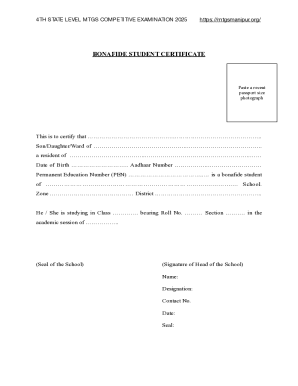 Bonafide Student Certificate
