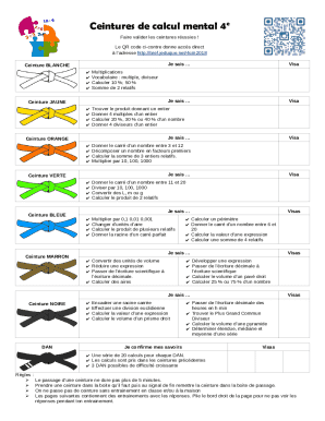 Mental Math Belt Test 4e