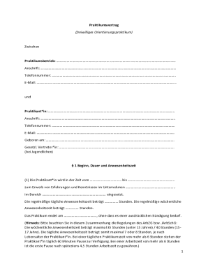 Praktikumsvertrag Template