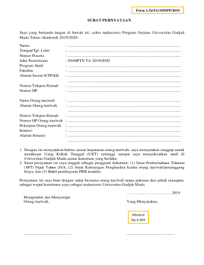 Universitas Gadjah Mada Statement Form