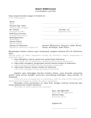 Indonesian Student Statement Letter