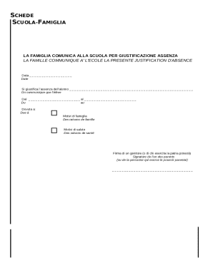 LA FAMILLE COMMUNIQUE A' L'ECOLE LA PRESENTE JUSTIFICATION D'ABSENCE