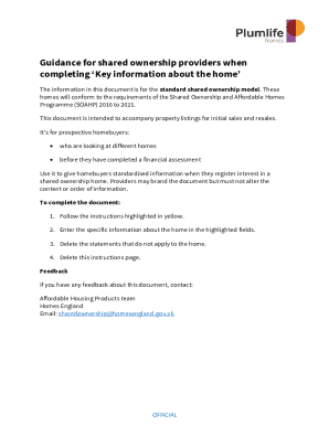 Key information about the Shared Ownership home (HOLD)