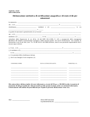 Dichiarazione sostitutiva di certificazione anagrafica ...