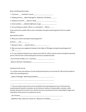 Basic Identifying Information 1. Full name - State of Michigan