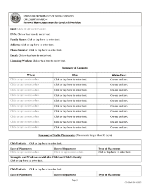 Renewal Home Assessment for Level A/B Providers
