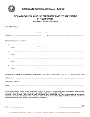 atto di assenso al rilascio del passaporto in favore di minori