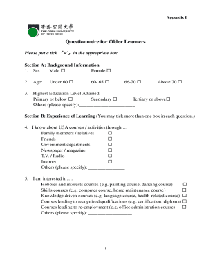 2. Gender (please tick as appropriate): FemaleMale