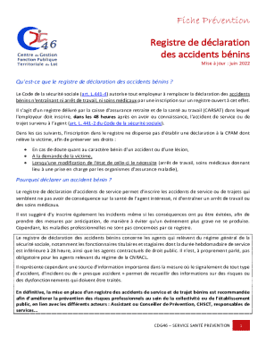 Registre des accidents de travail bnins : les obligations ...