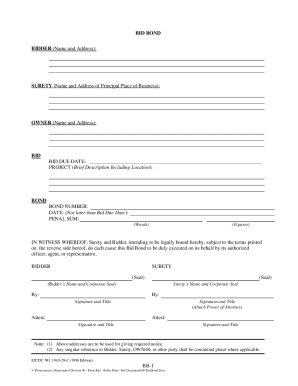 Bid Bond Form